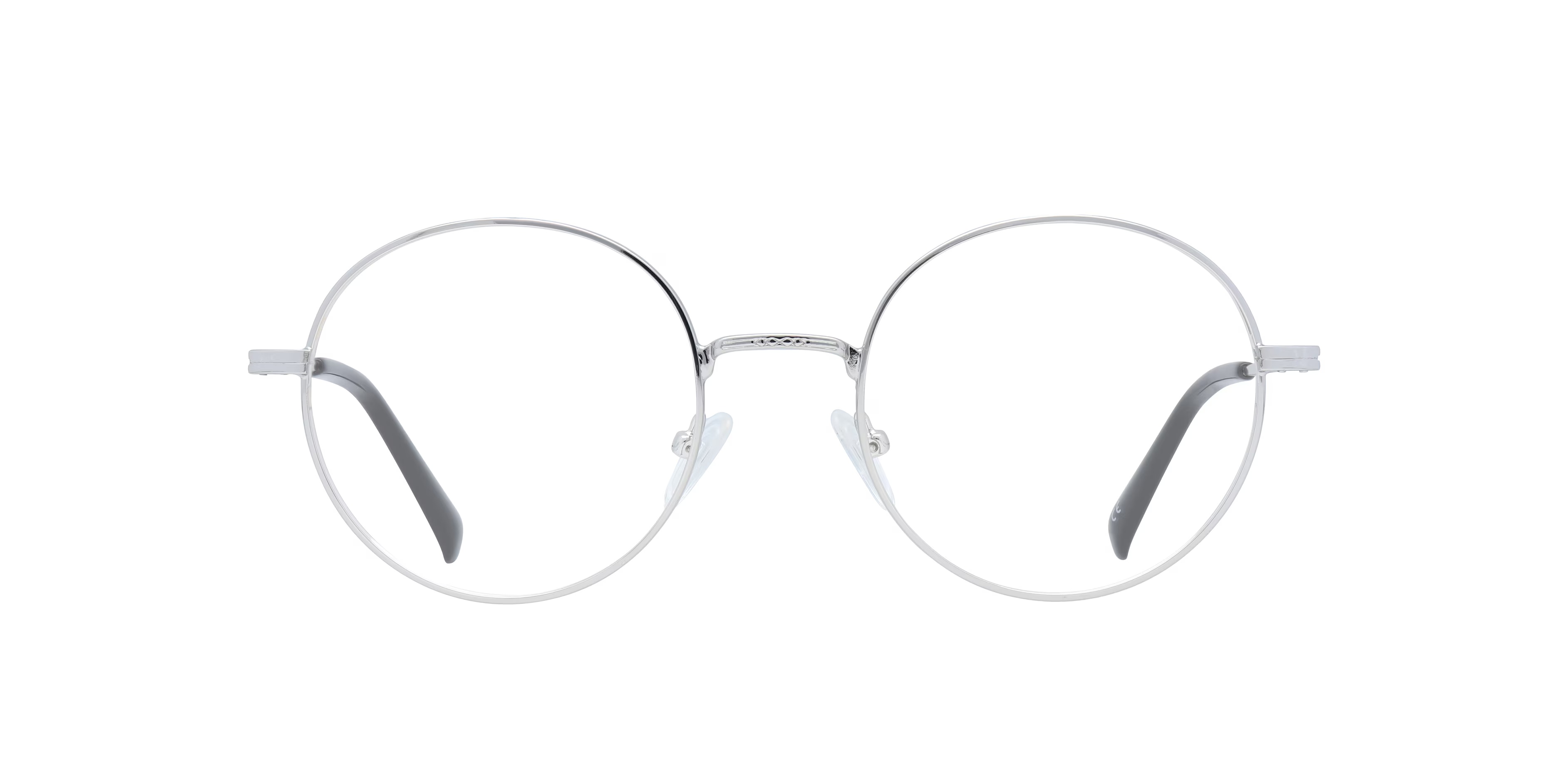 Everly Round Shiny Silver Full Rim Eyeglasses
