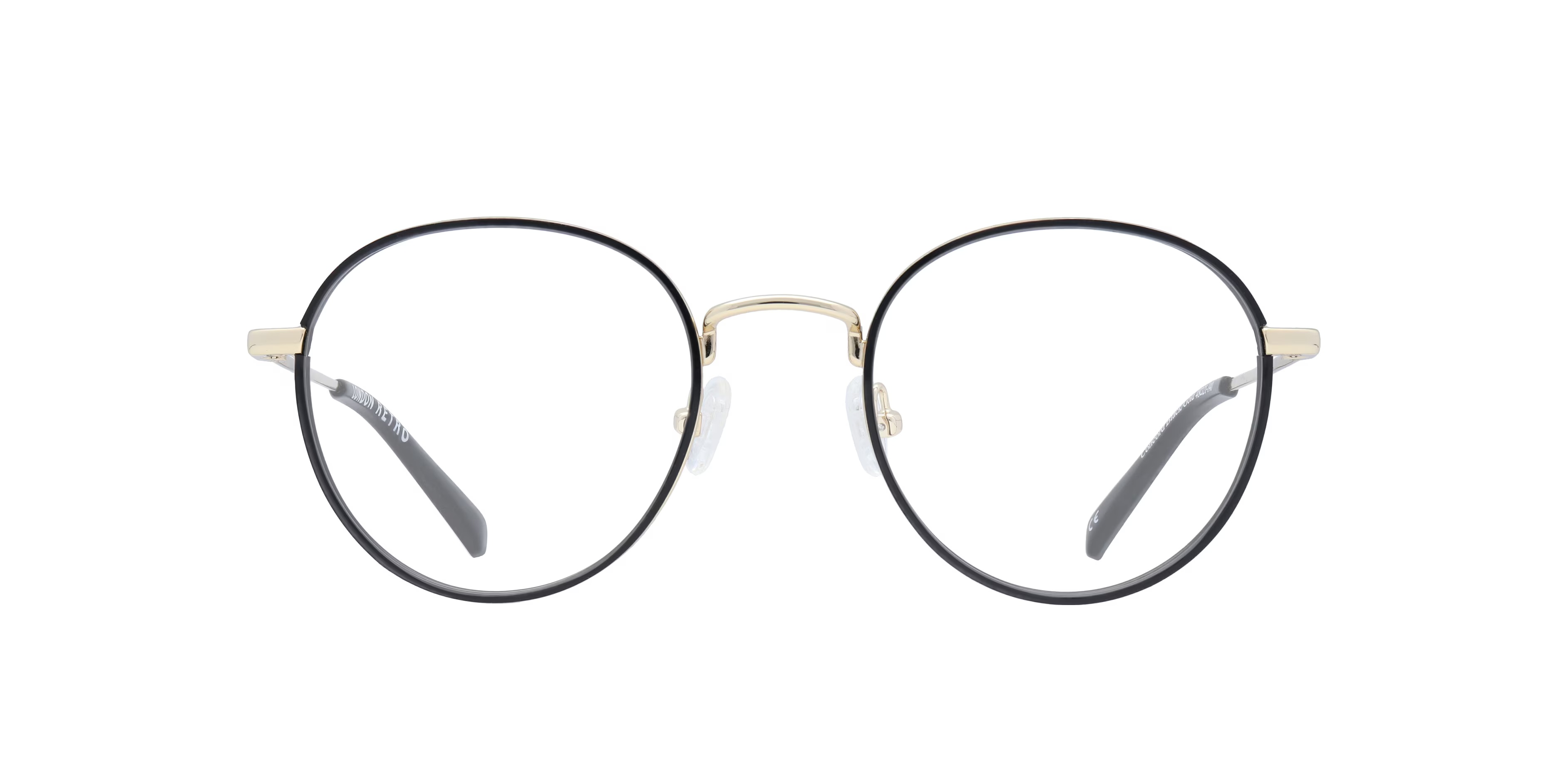 Concord Round Black & Gold Full Rim Eyeglasses