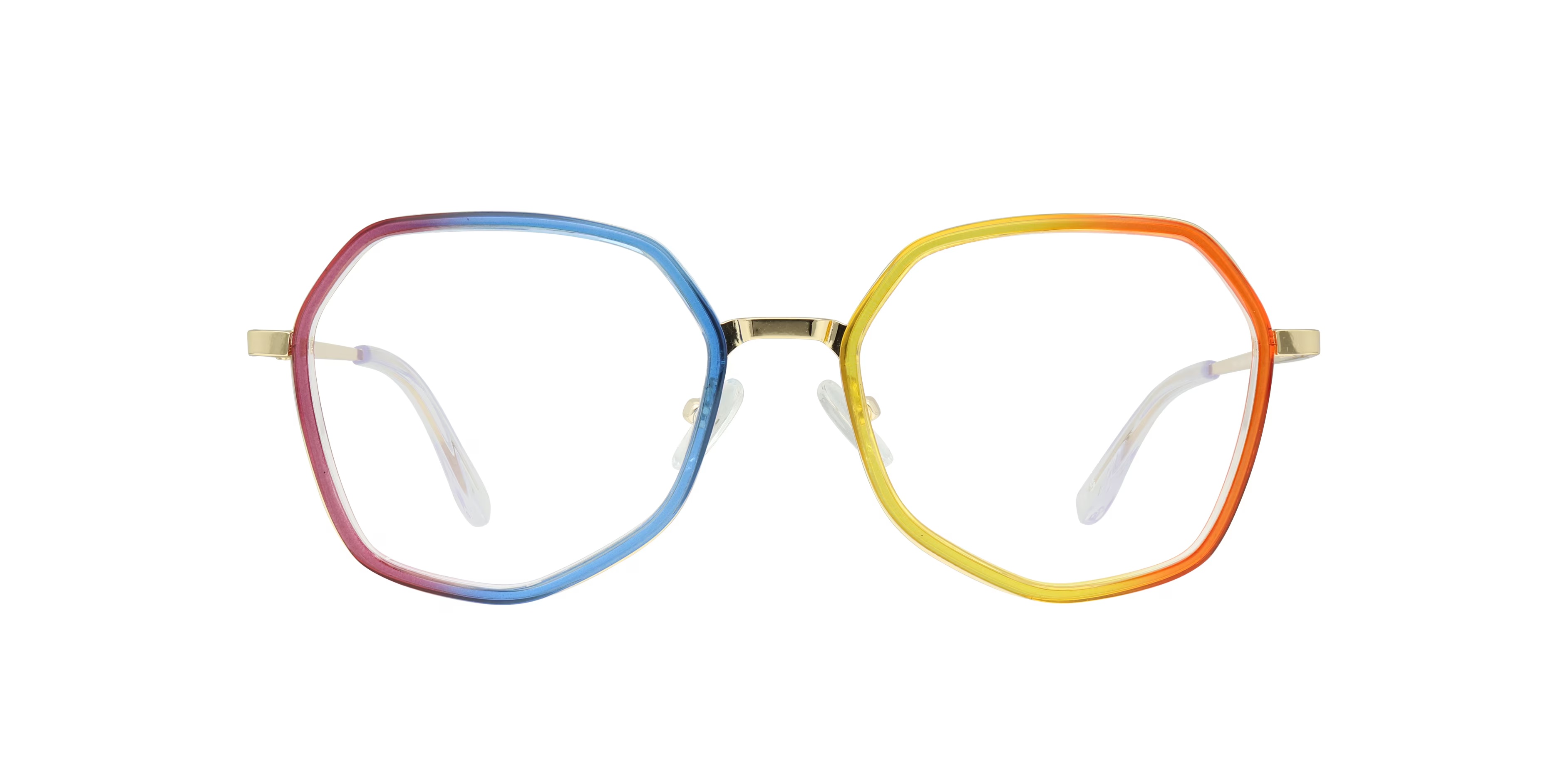 Proud Irregular Rainbow & Shiny Gold Full Rim Eyeglasses