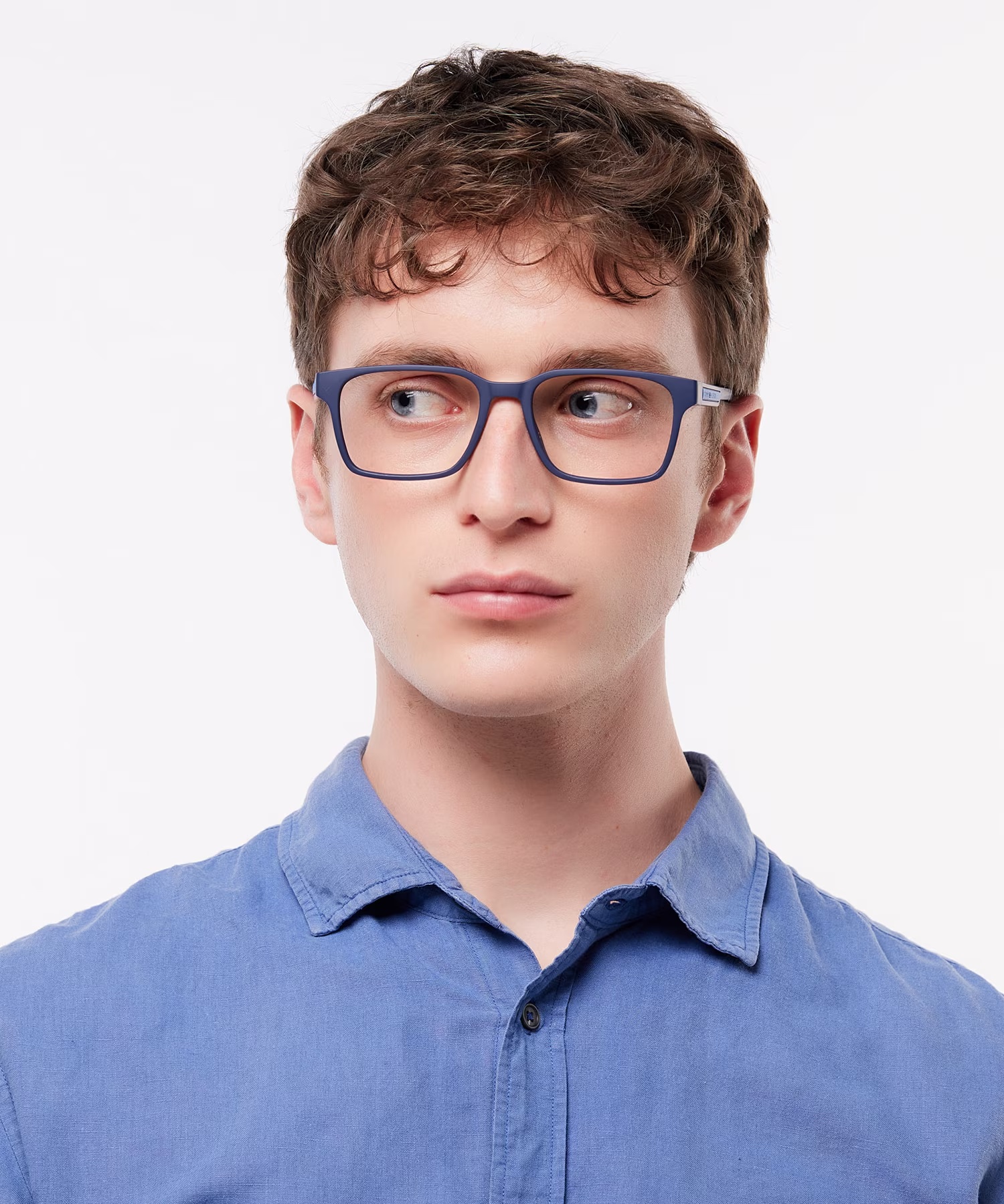 TH 2093 - Rectangle Blue Frame Glasses For Men 2 TH 2093 - Rectangle Blue Frame Glasses For Men