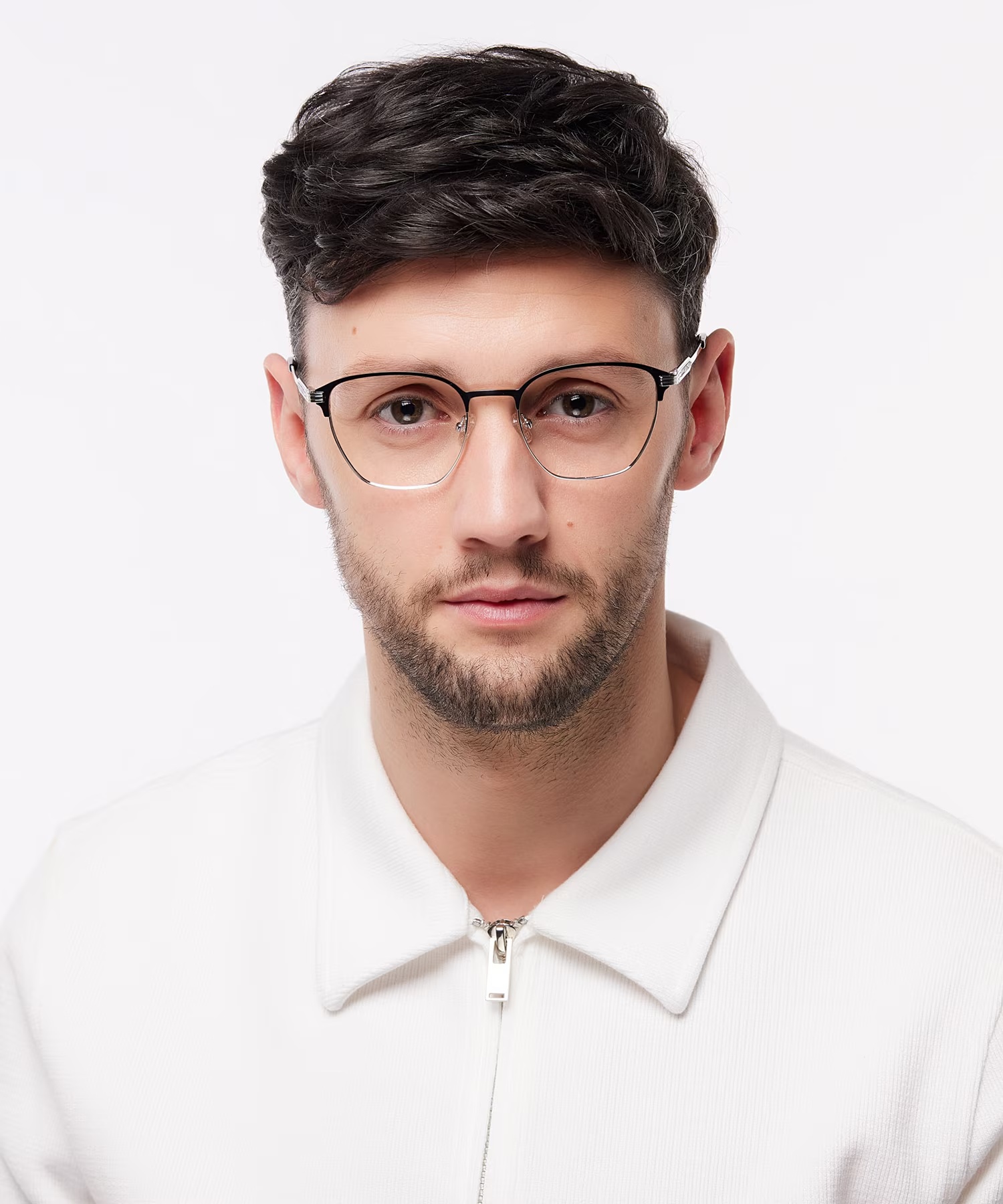 Keith Square Matte Black & Shiny Silver Glasses for Men 2 Keith Square Matte Black & Shiny Silver Glasses for Men