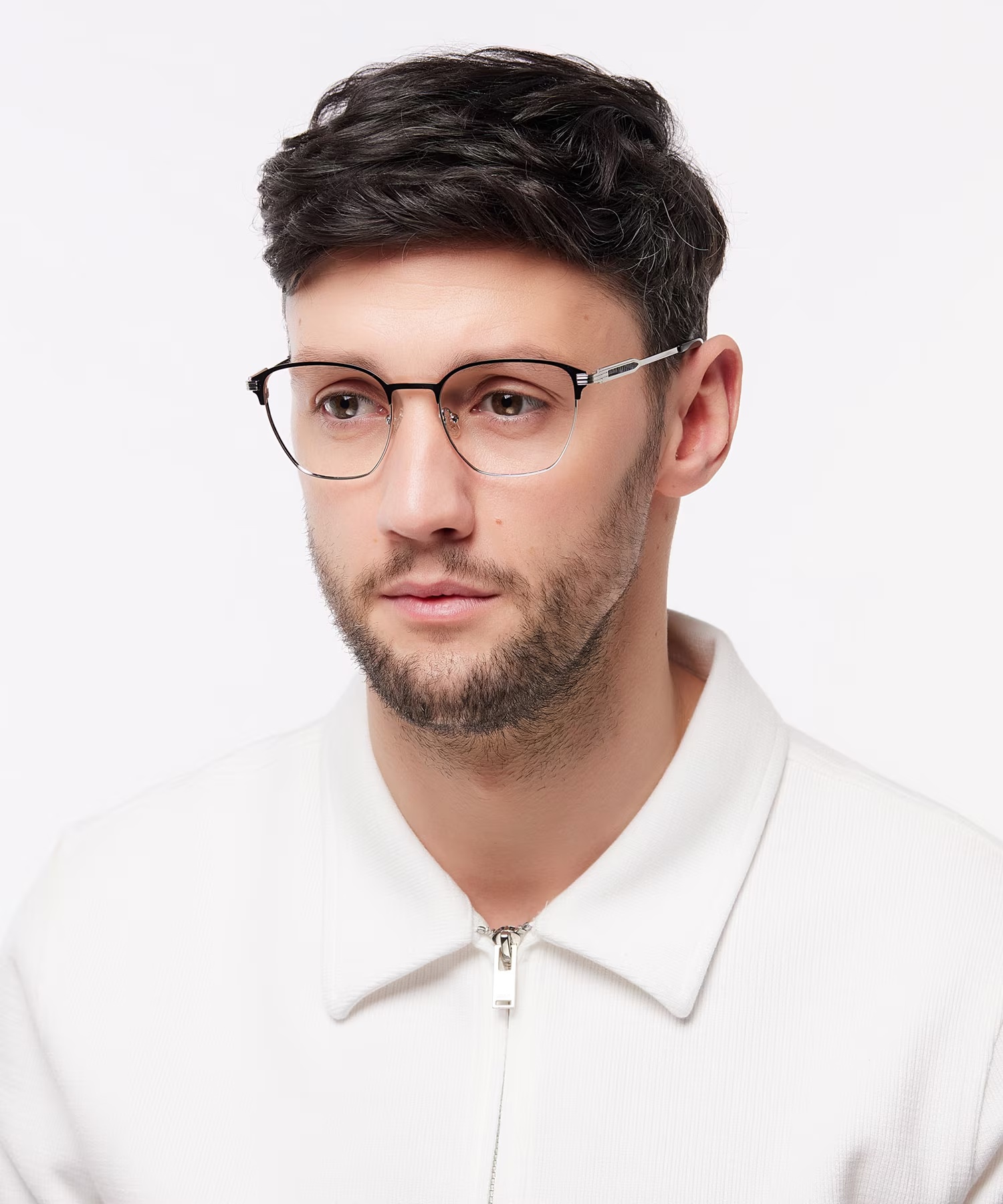 Keith Square Matte Black & Shiny Silver Glasses for Men 3 Keith Square Matte Black & Shiny Silver Glasses for Men