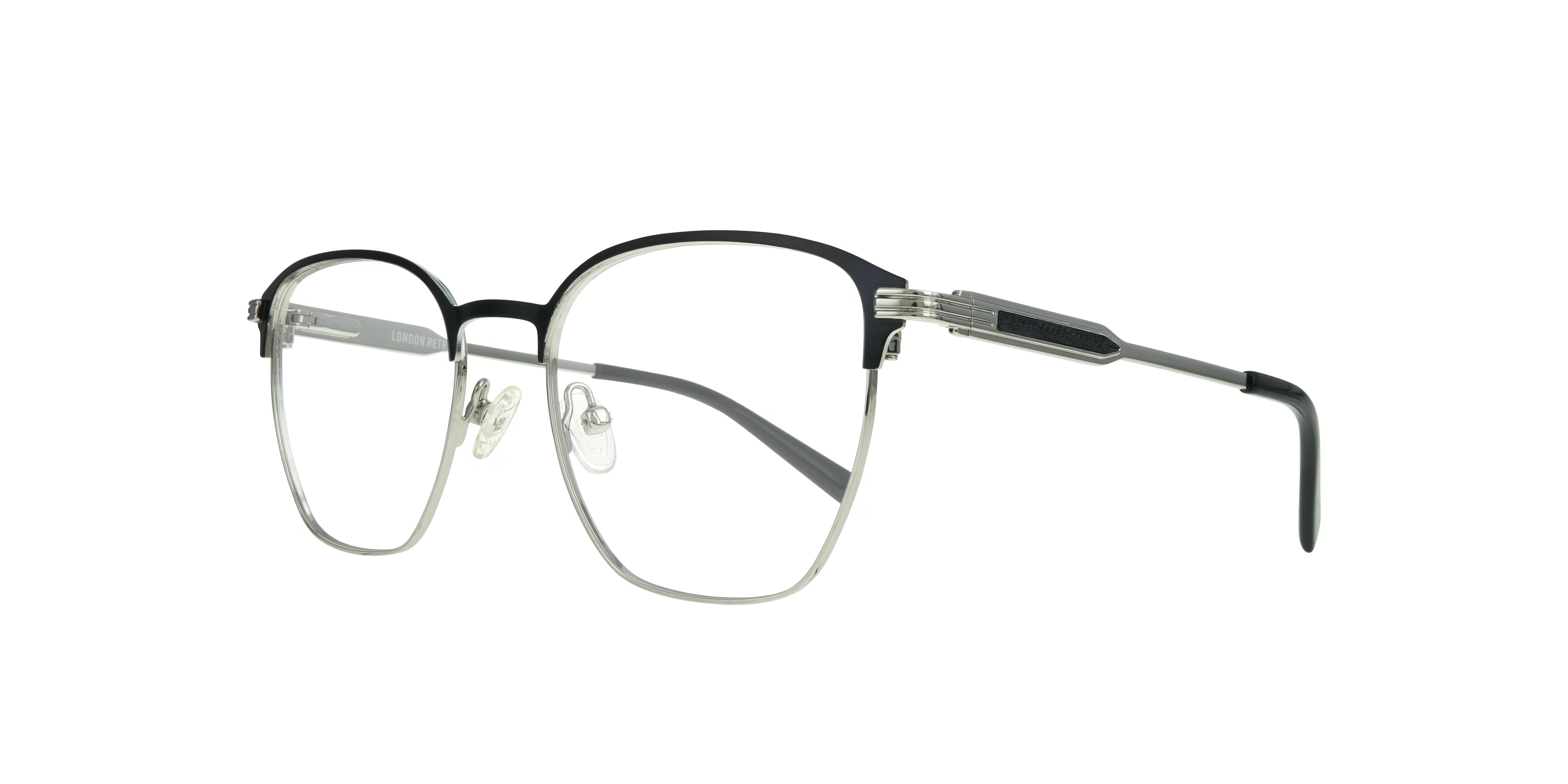 Keith Square Matte Black & Shiny Silver Glasses for Men 4 Keith Square Matte Black & Shiny Silver Glasses for Men