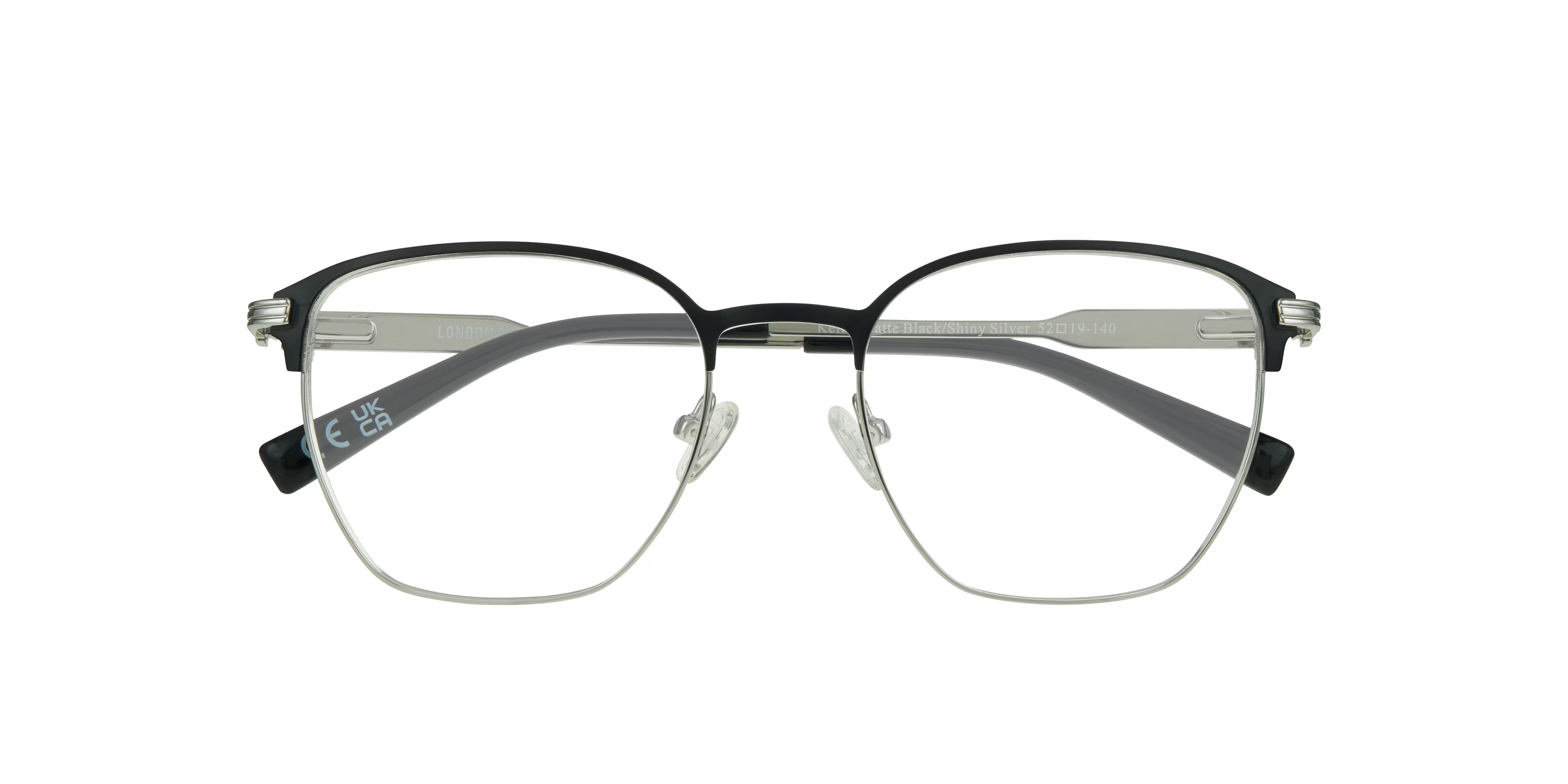 Keith Square Matte Black & Shiny Silver Glasses for Men 6 Keith Square Matte Black & Shiny Silver Glasses for Men