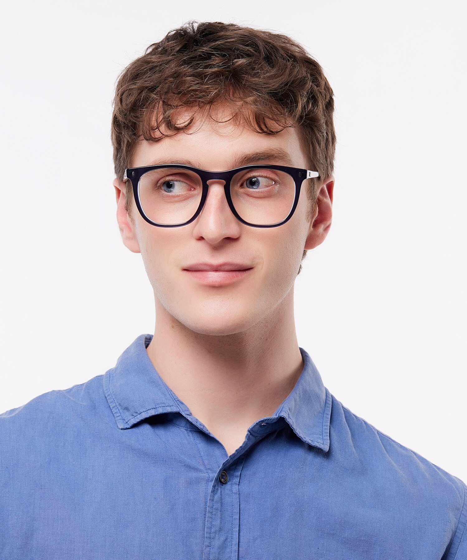 RB2210V - Square Blue On Transparent Blue Frame Eyeglasses 4 RB2210V - Square Blue On Transparent Blue Frame Eyeglasses