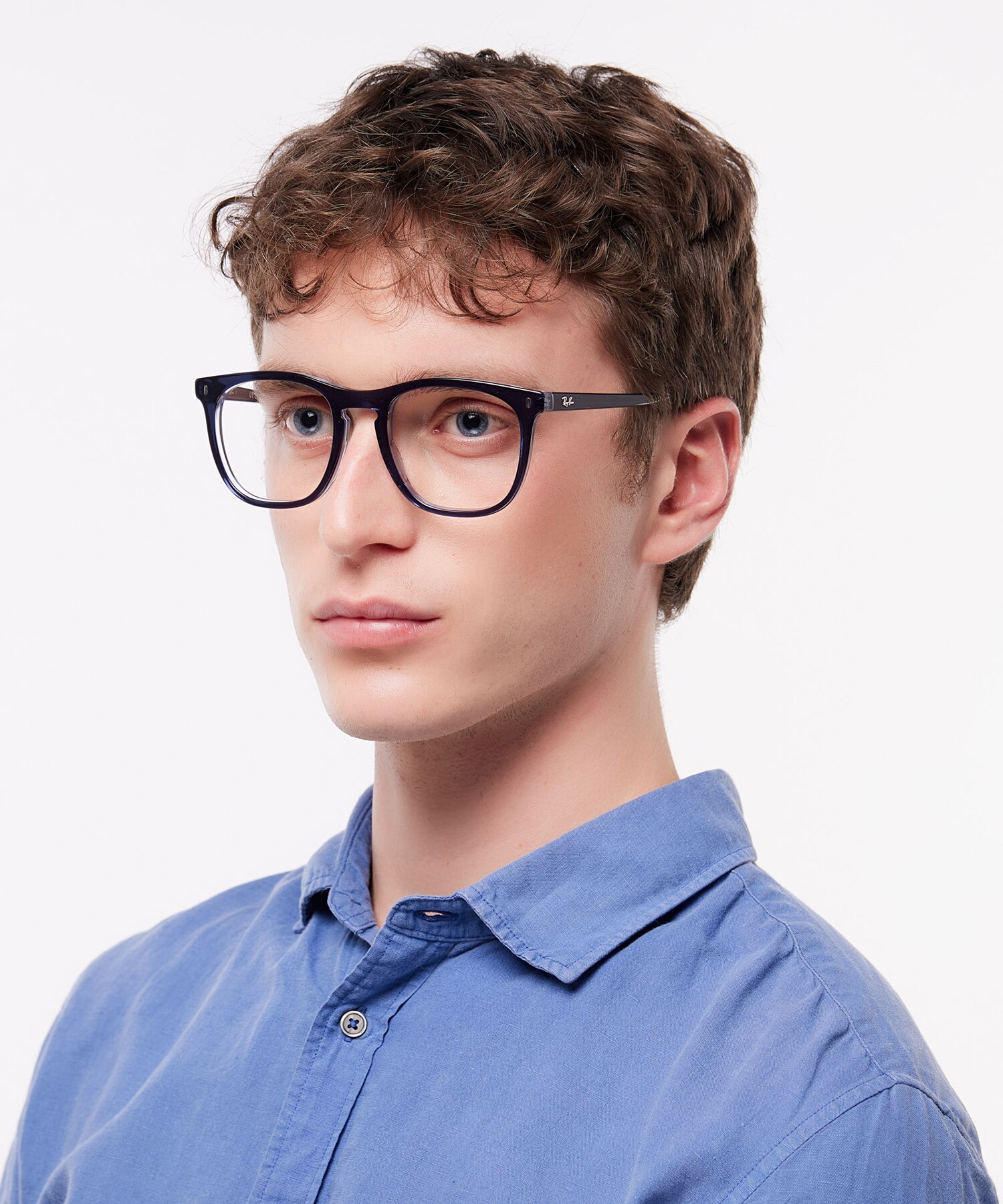 RB2210V - Square Blue On Transparent Blue Frame Eyeglasses 5 RB2210V - Square Blue On Transparent Blue Frame Eyeglasses