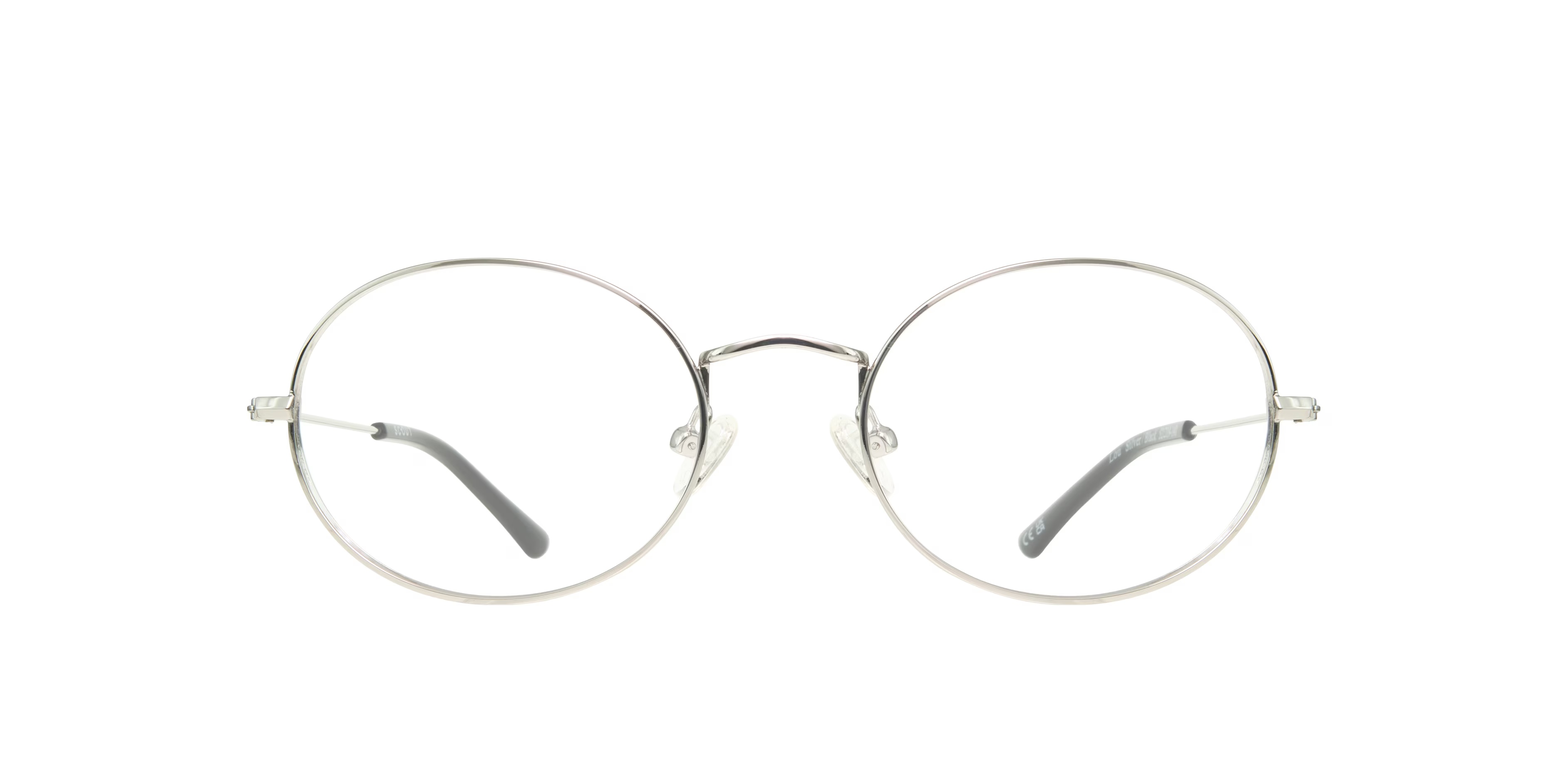 Lou Oval Silver & Black Full Rim Eyeglasses