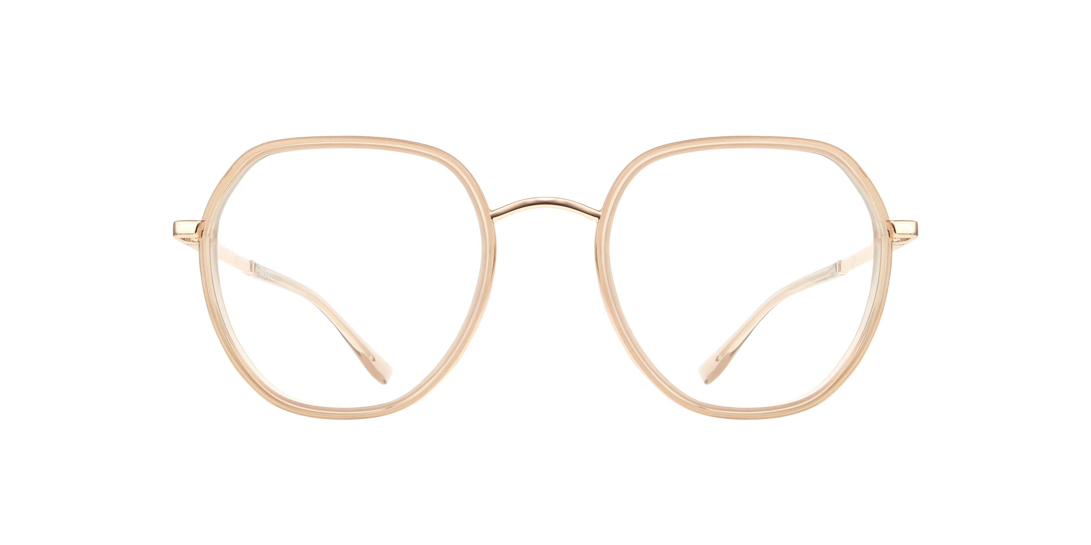 Lina Irregular Beige & Gold Glasses for Women