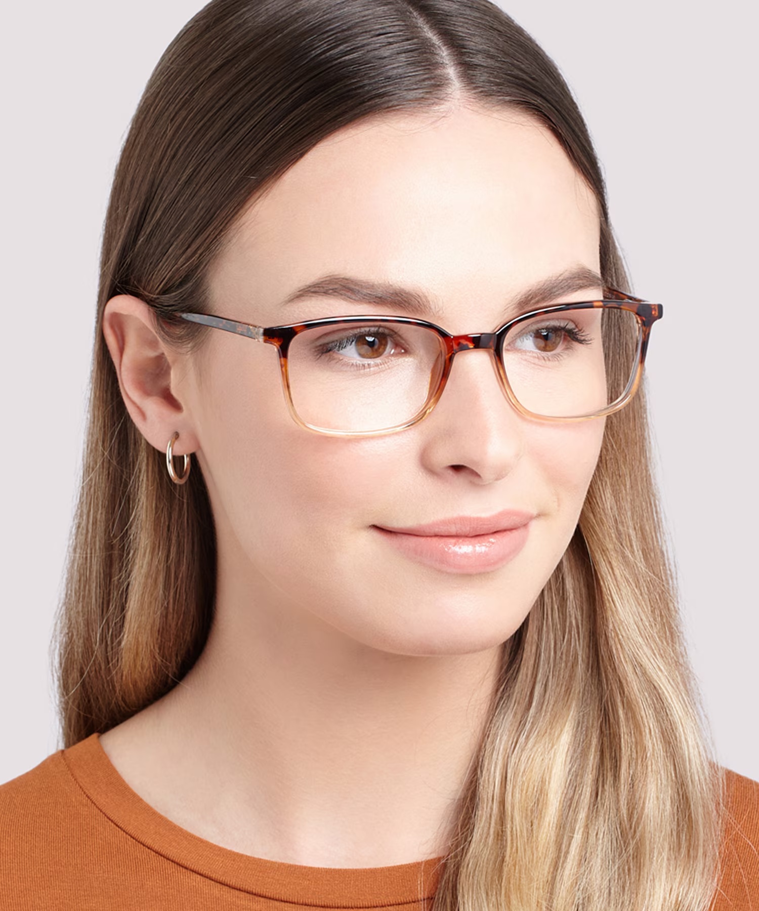 Ashlyn Rectangle Gradient Havana Glasses for Women 3 Ashlyn Rectangle Gradient Havana Glasses for Women