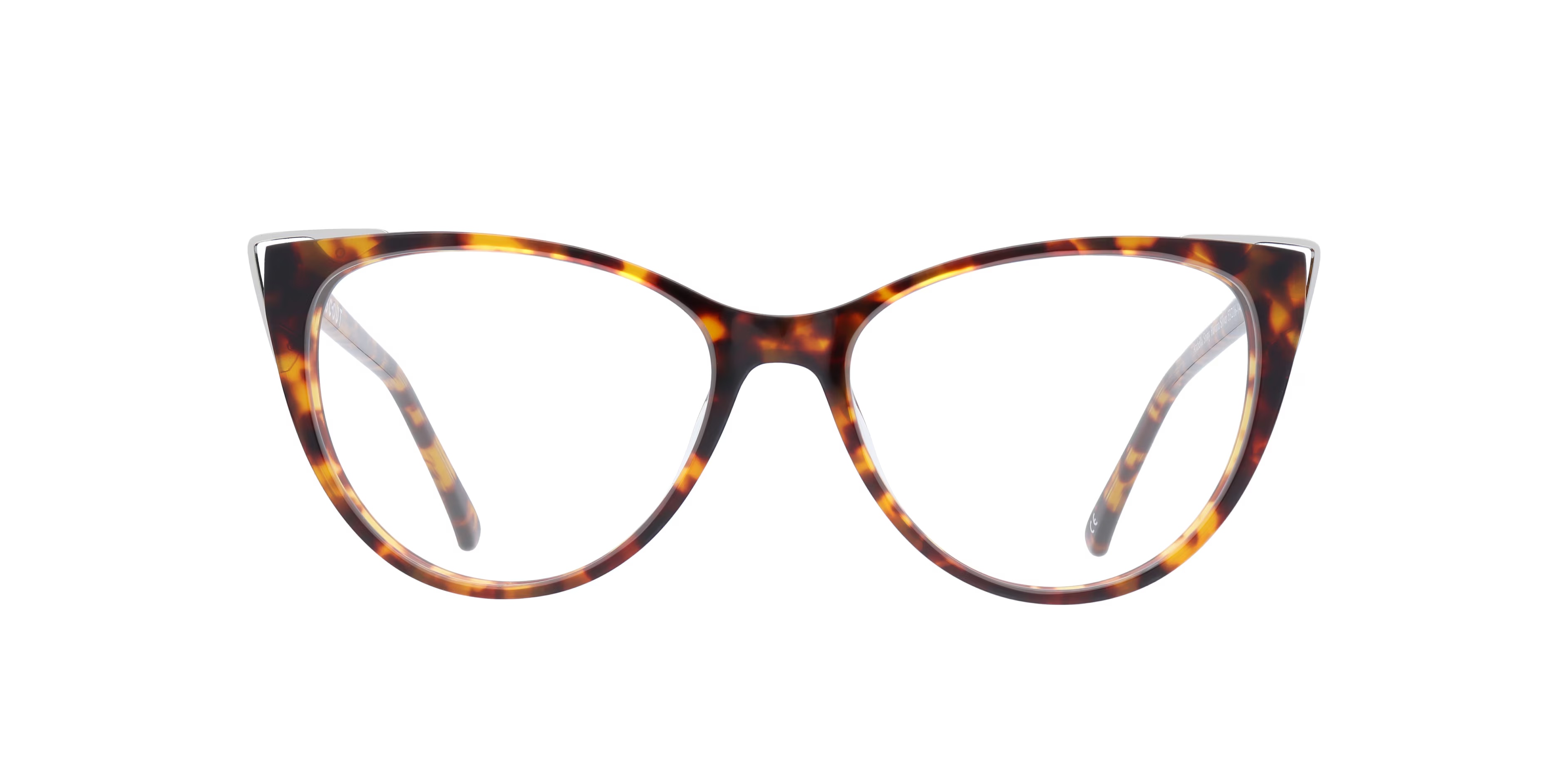 Arabella Cat Eye Shiny Havana & Silver Glasses for Women