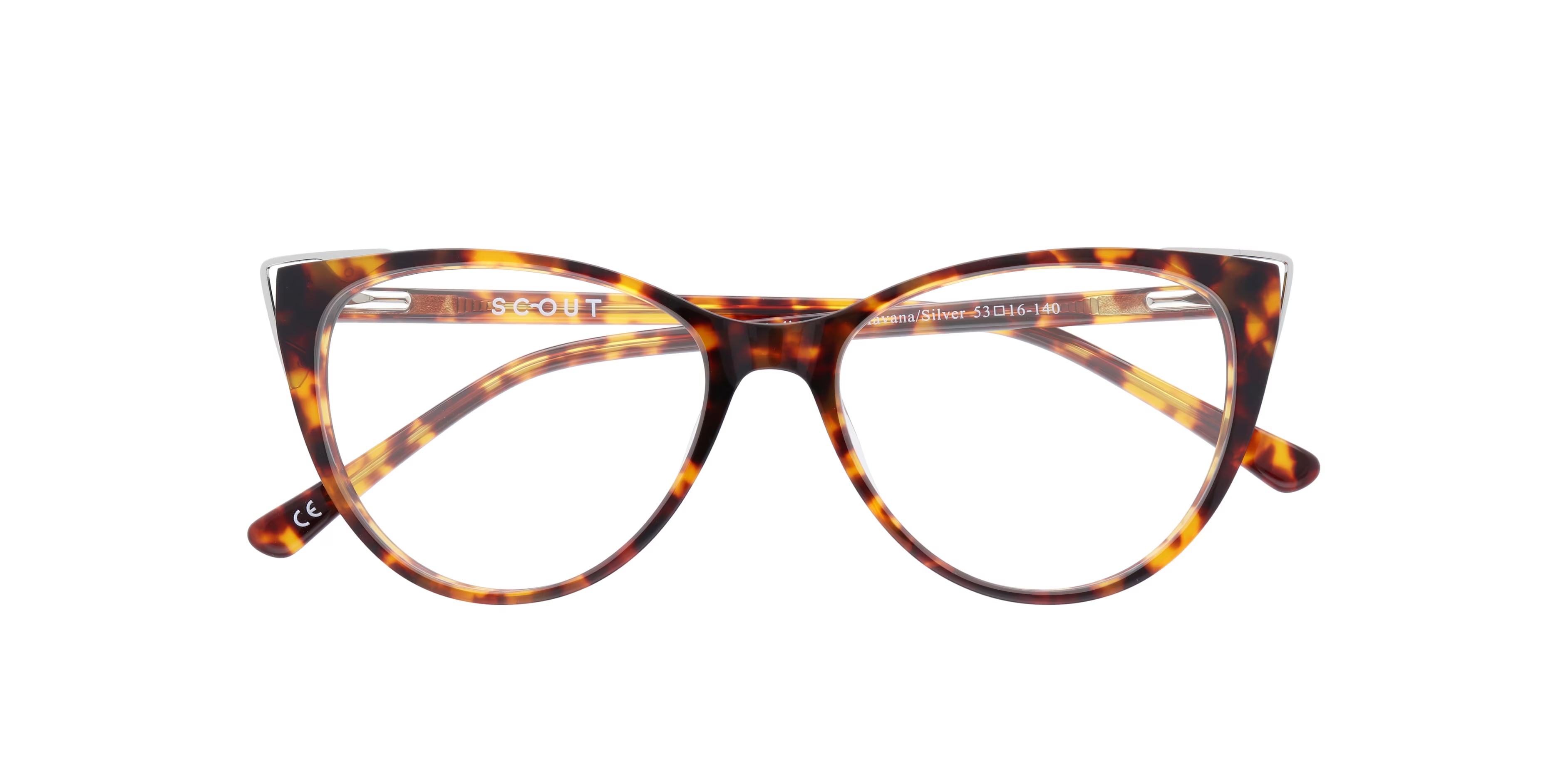 Arabella Cat Eye Shiny Havana & Silver Glasses for Women 6 Arabella Cat Eye Shiny Havana & Silver Glasses for Women