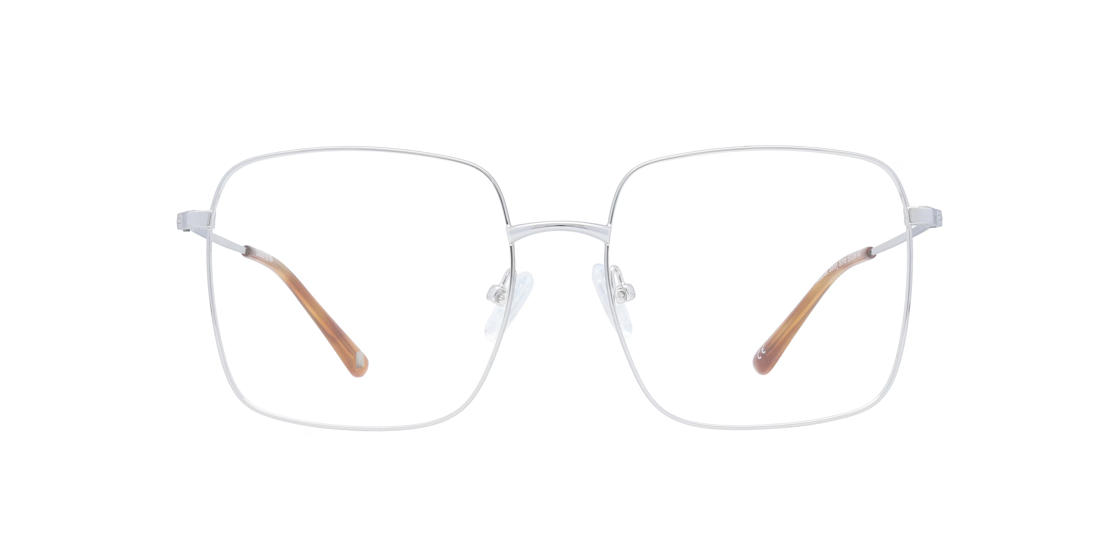 Azalea Square Shiny Silver Glasses for Women