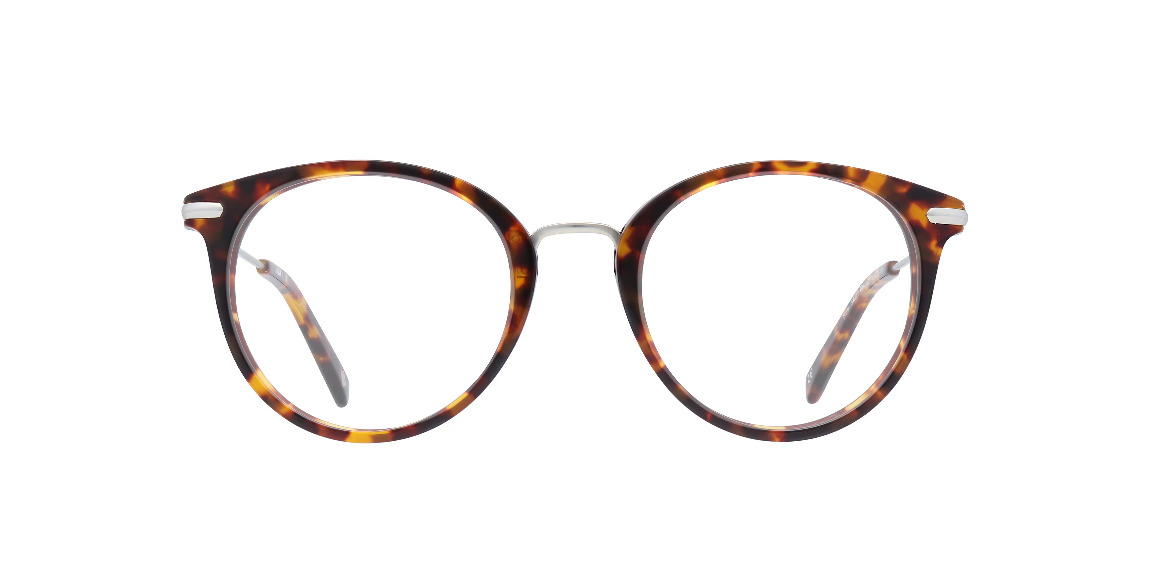 Bow Round Shiny Havana & Silver Full Rim Eyeglasses