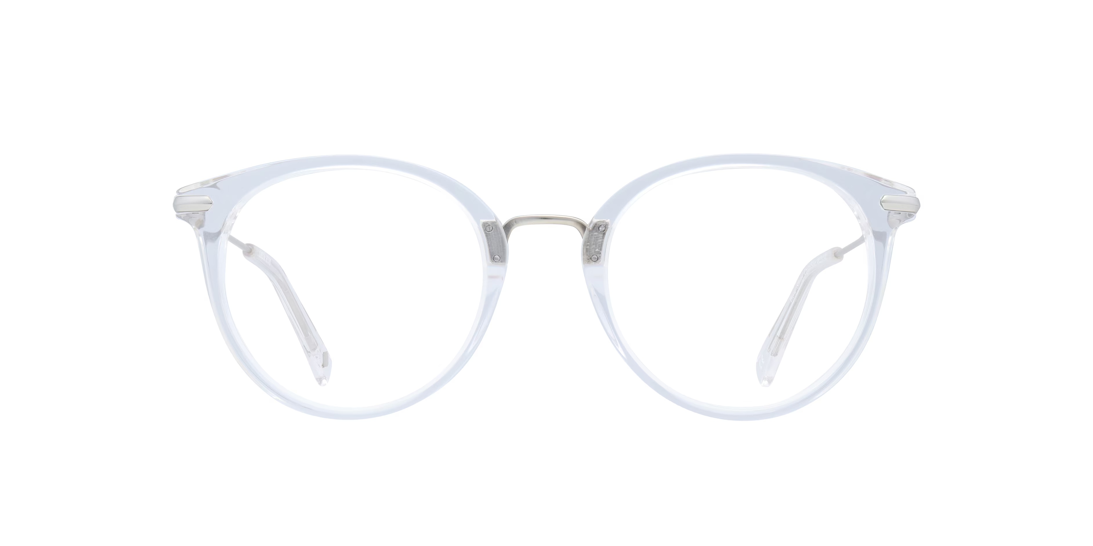 Bow Round Shiny Crystal & Silver Full Rim Eyeglasses