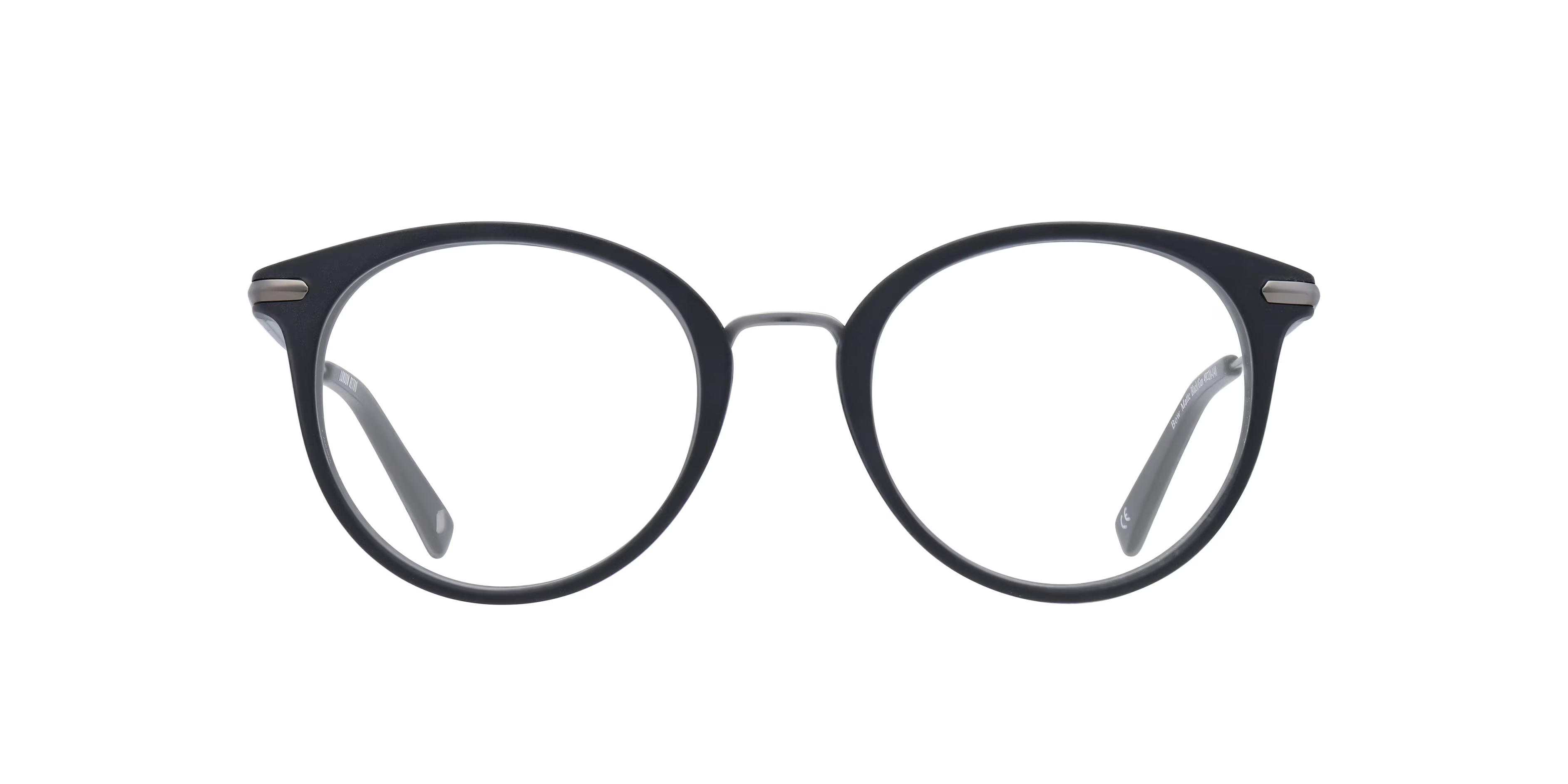 Bow Round Matte Black & Gunmetal Full Rim Eyeglasses