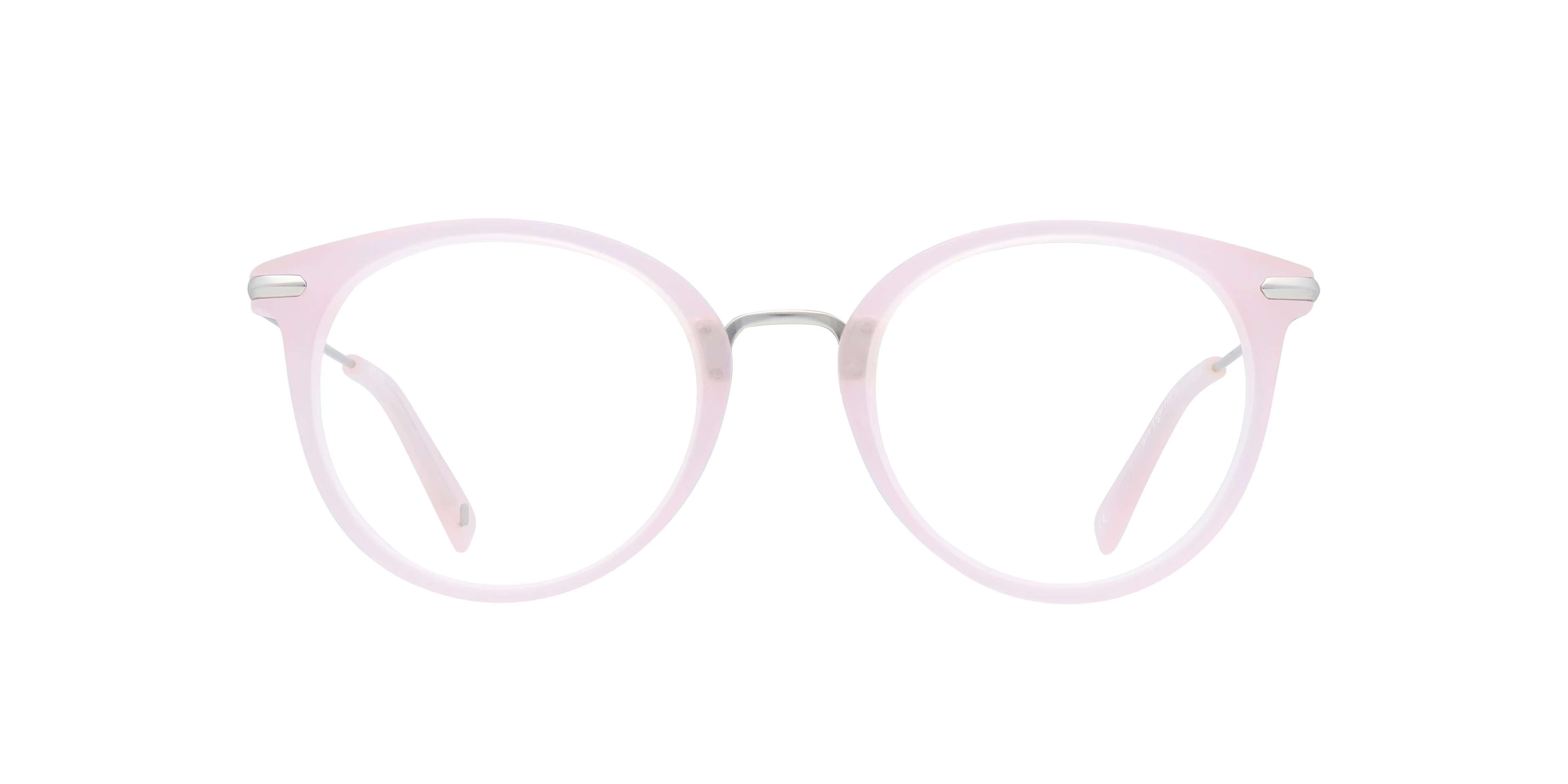 Bow Round Light Pink & Matte Silver Full Rim Eyeglasses