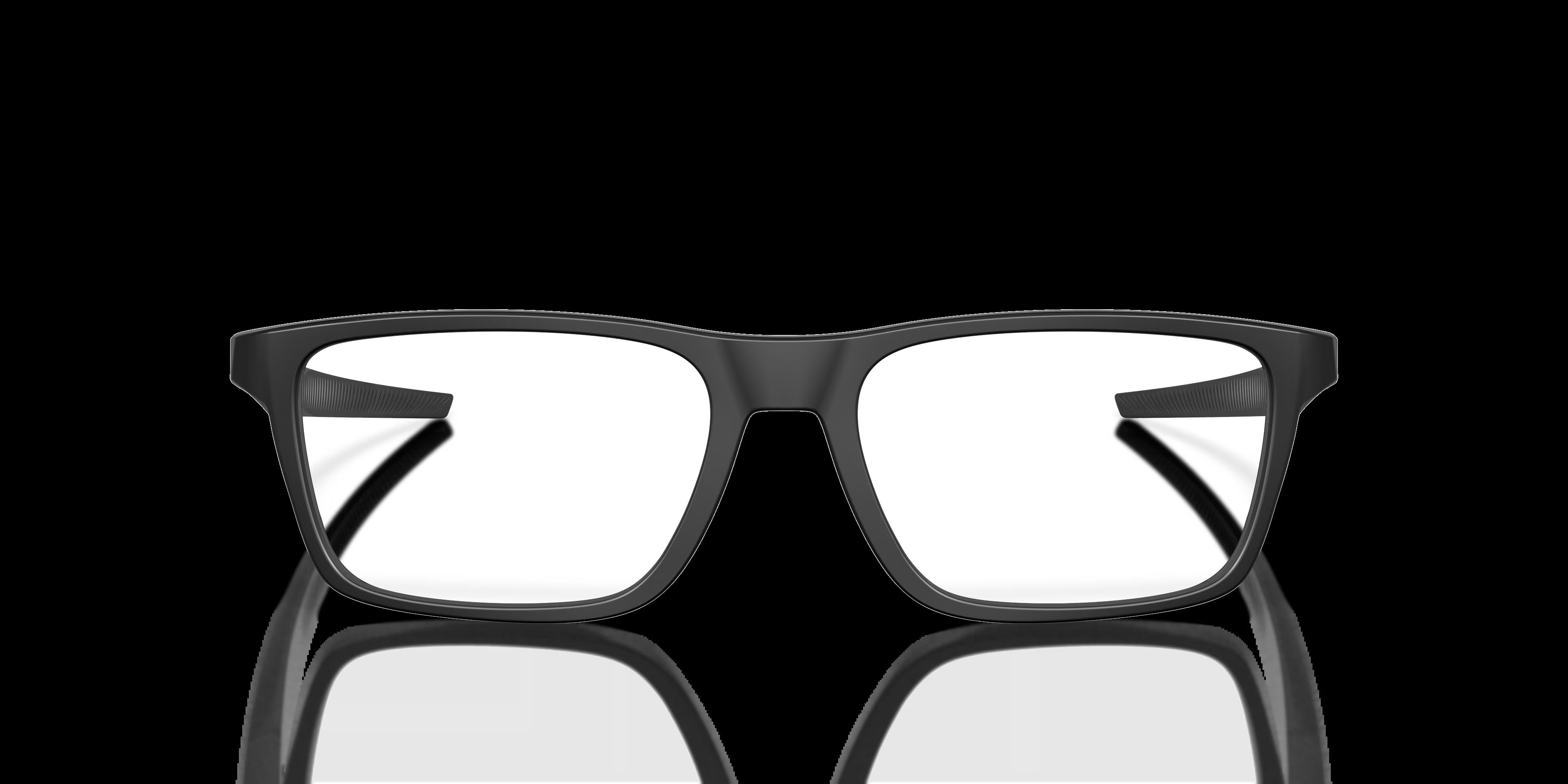 Port Bow - Rectangle Satin Black Frame Glasses For Men
