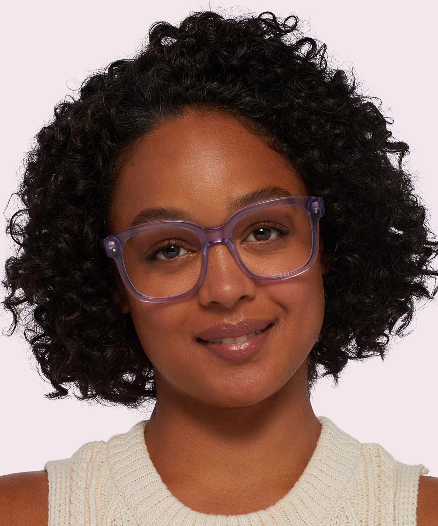 Francis Square Crystal Mauve Glasses for Women 2 Francis Square Crystal Mauve Glasses for Women