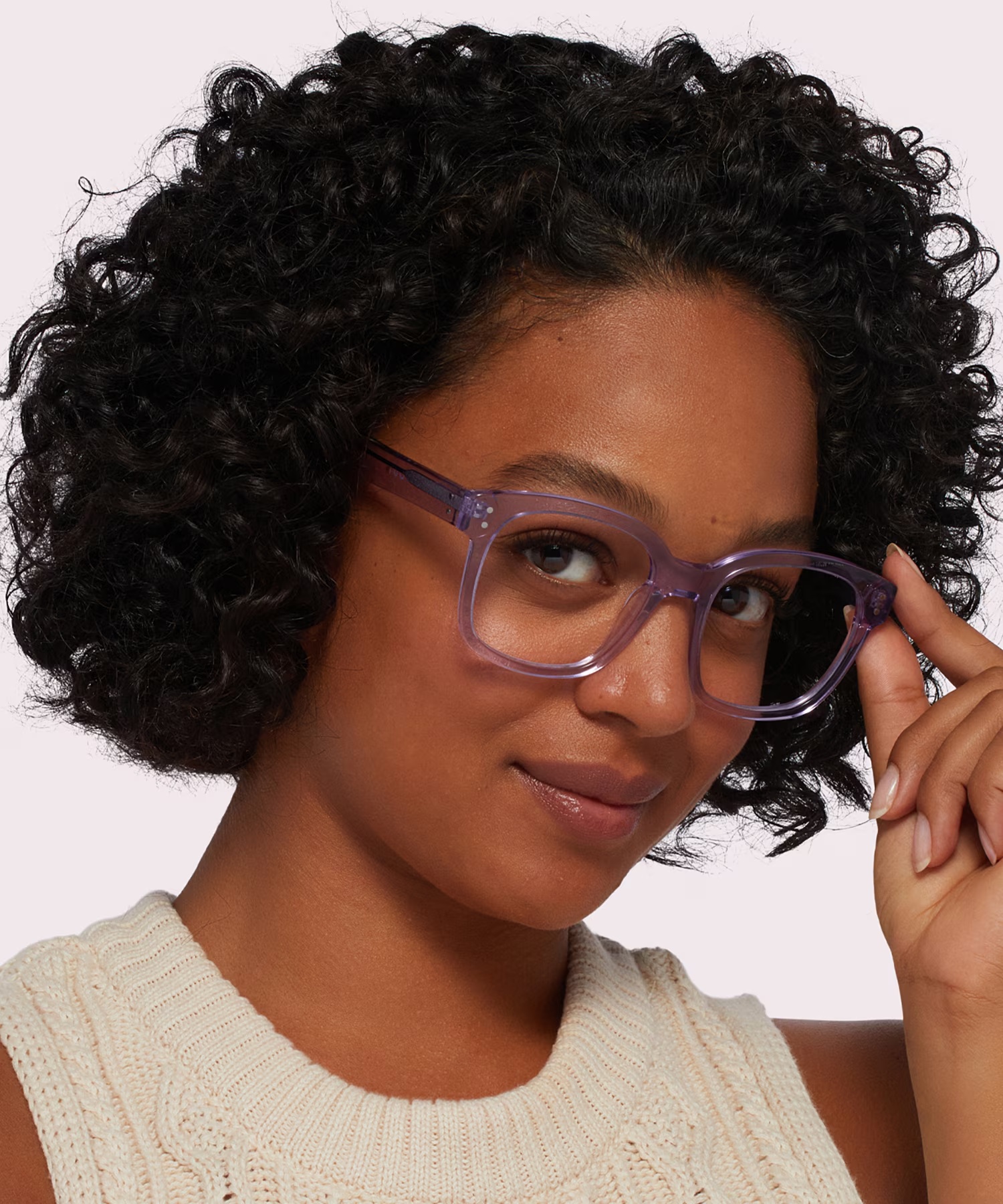 Francis Square Crystal Mauve Glasses for Women 3 Francis Square Crystal Mauve Glasses for Women
