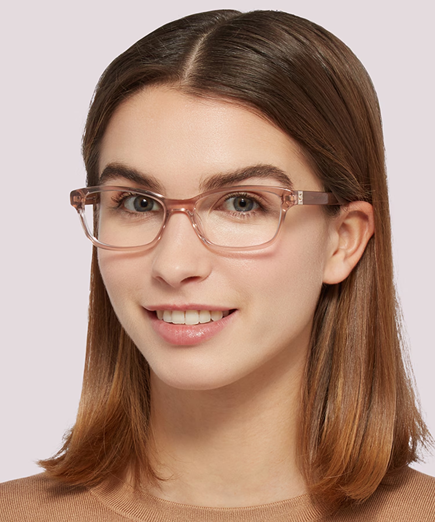 Renne - Rectangle Brown Light Frame Glasses For Women 2 Renne - Rectangle Brown Light Frame Glasses For Women