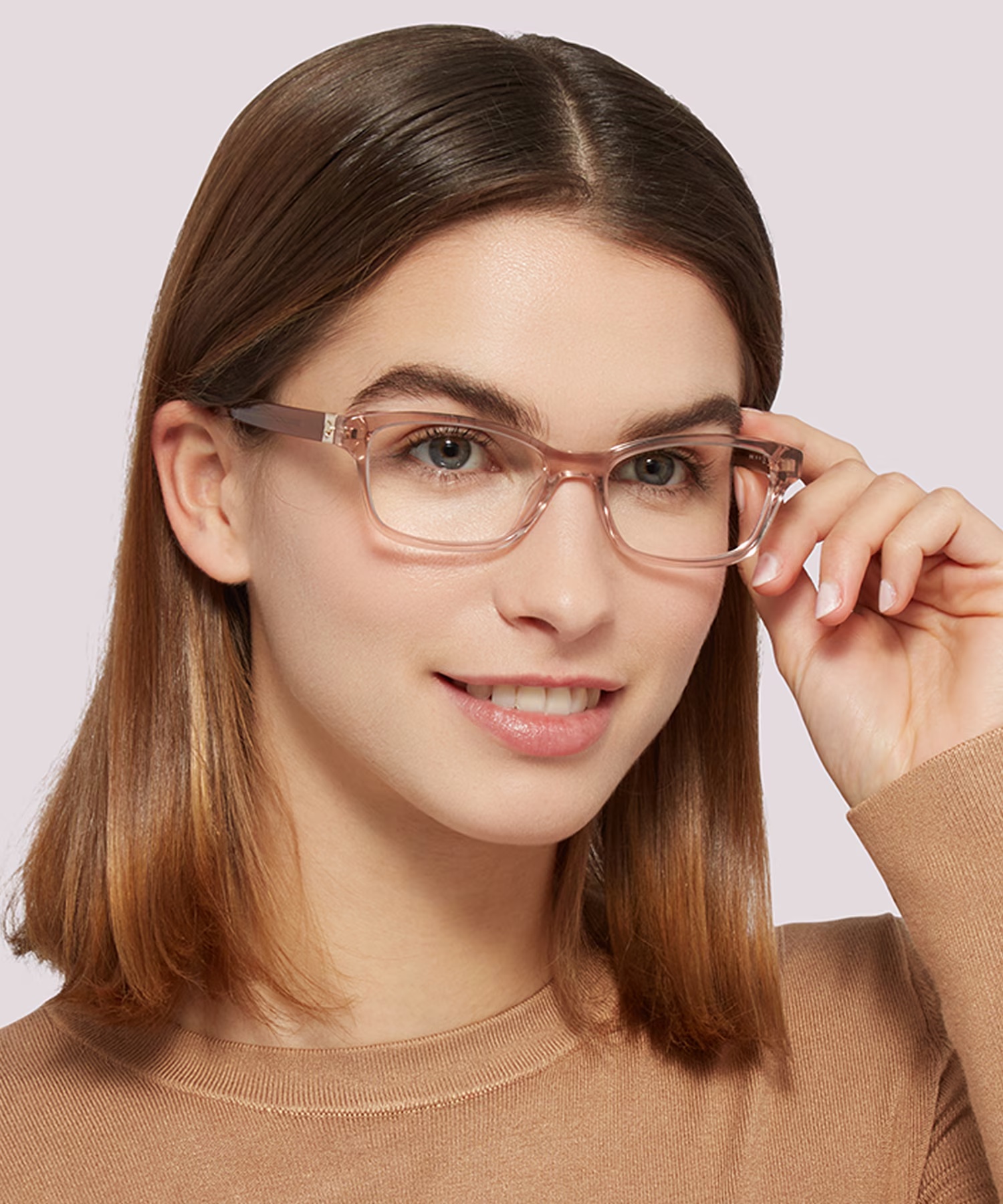 Renne - Rectangle Brown Light Frame Glasses For Women 3 Renne - Rectangle Brown Light Frame Glasses For Women