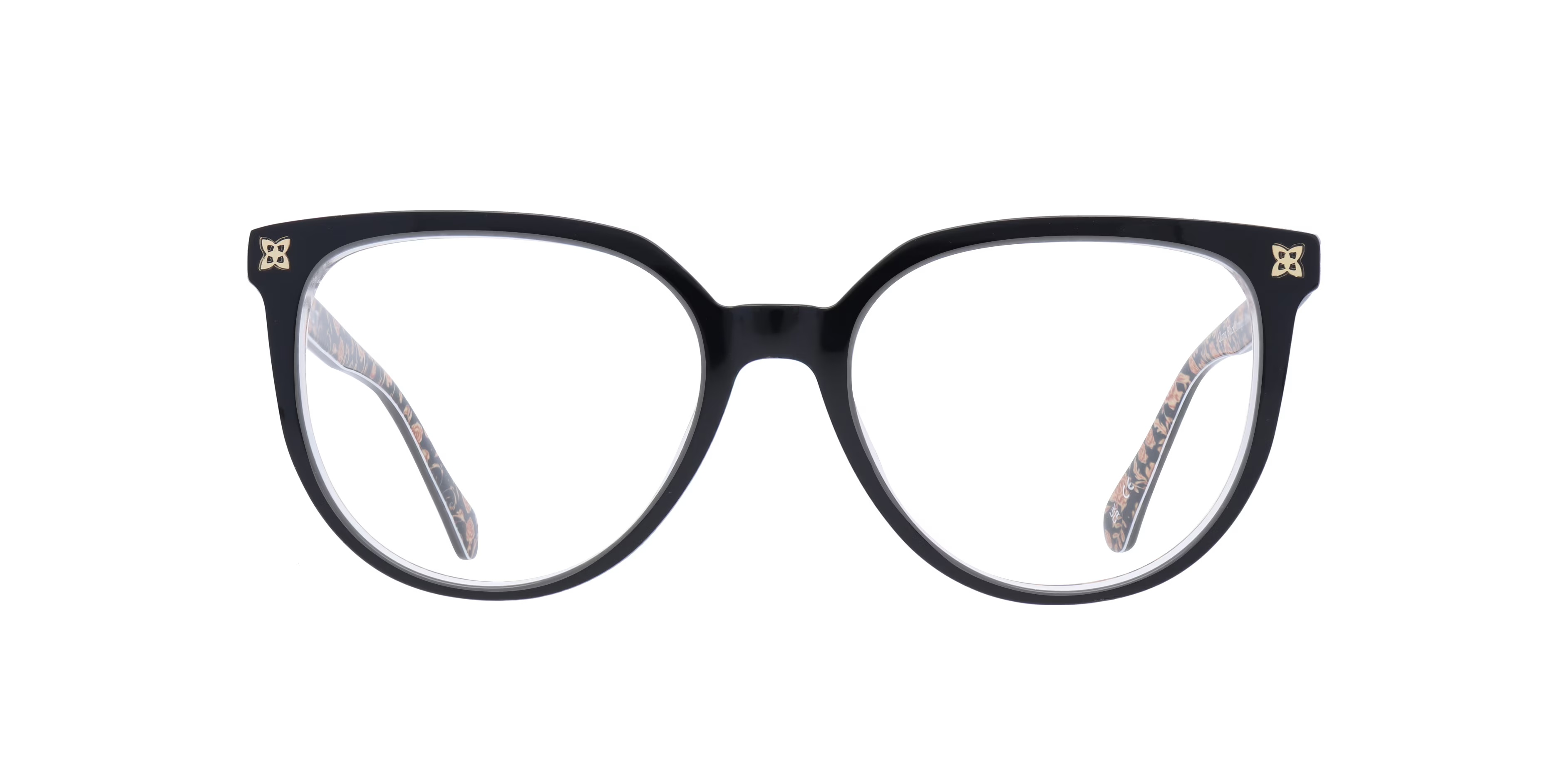 Gloria Oval Black & Orange Flowers Glasses for Women