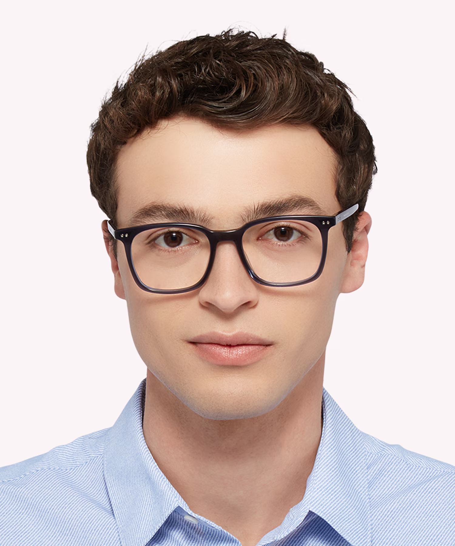 TH 1942 - Rectangle Blue Frame Glasses For Men 2 TH 1942 - Rectangle Blue Frame Glasses For Men