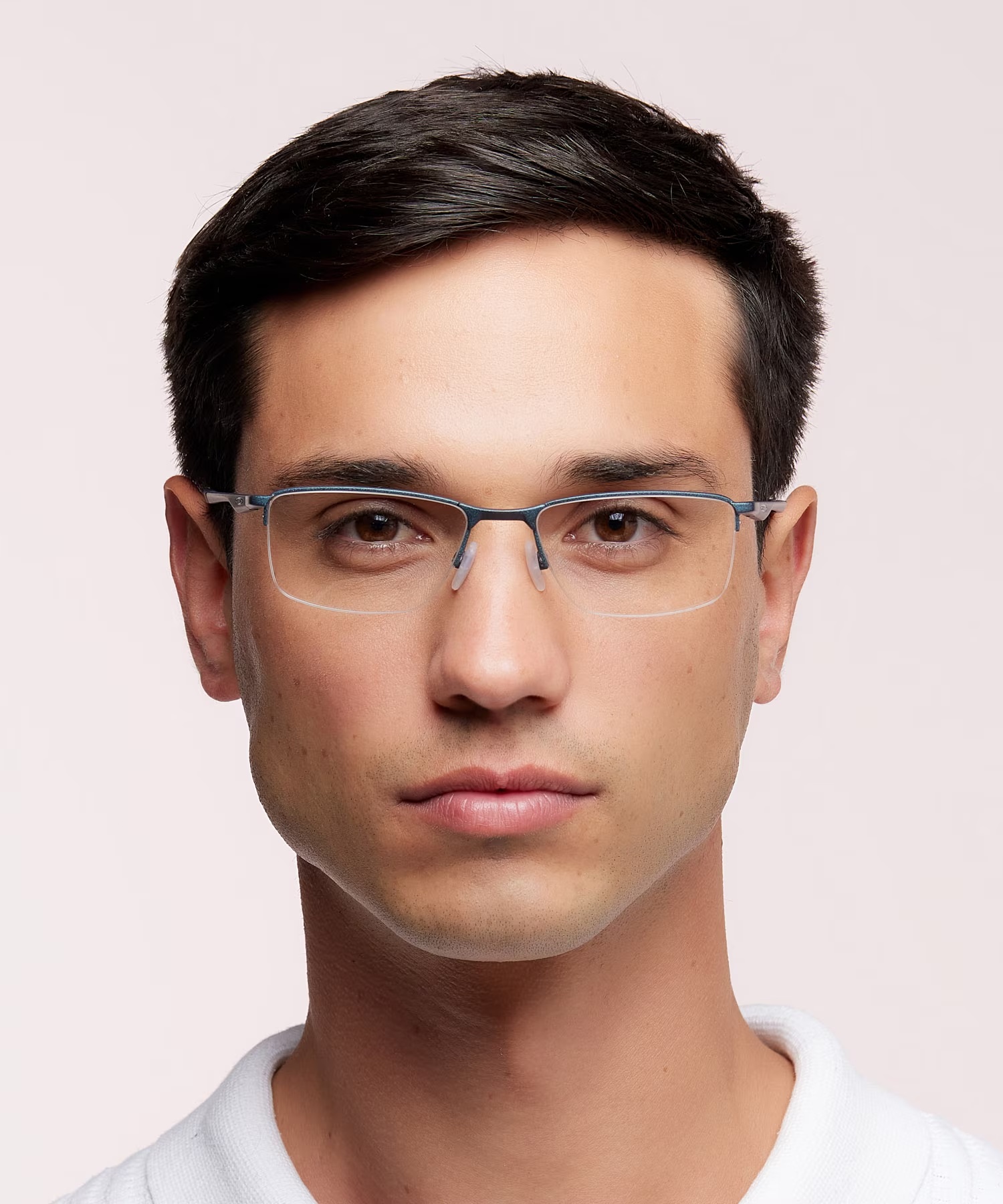 Socket 5.5 - Rectangle Dark Matte Silver & Blue Colorshift Frame Glasses For Men 2 Socket 5.5 - Rectangle Dark Matte Silver & Blue Colorshift Frame Glasses For Men