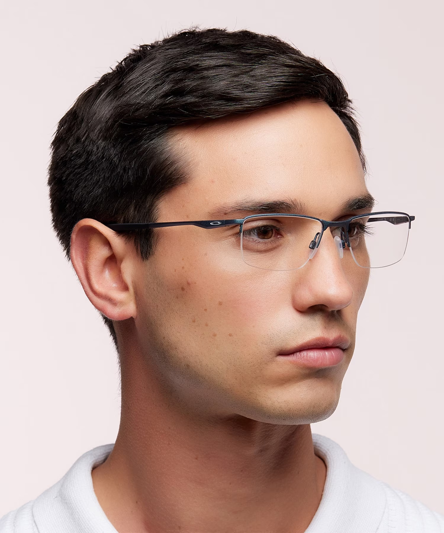 Socket 5.5 - Rectangle Dark Matte Silver & Blue Colorshift Frame Glasses For Men 3 Socket 5.5 - Rectangle Dark Matte Silver & Blue Colorshift Frame Glasses For Men