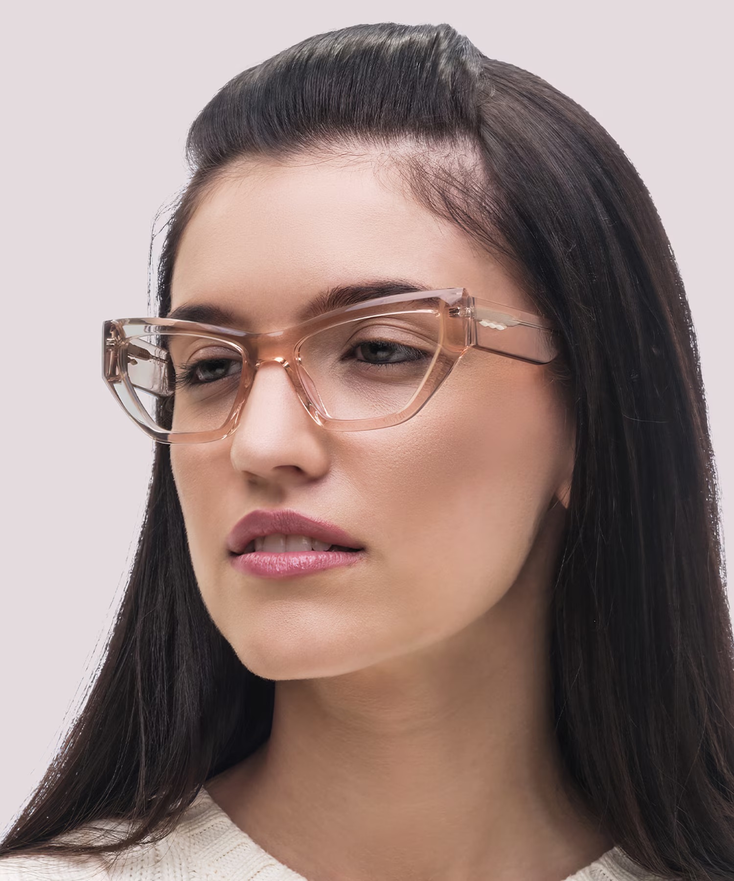 Harmony Cat Eye Crystal Peach Glasses for Women 3 Harmony Cat Eye Crystal Peach Glasses for Women