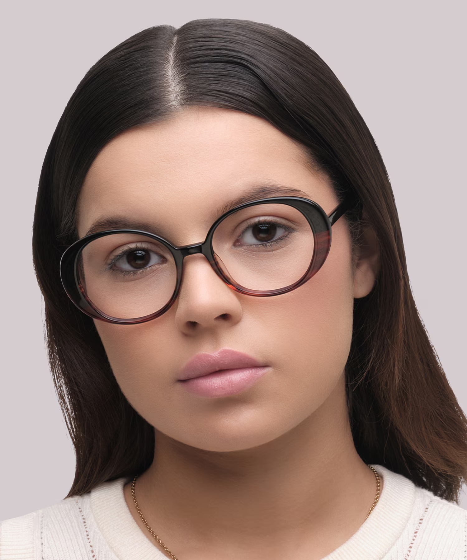 Hattie Oval Gradient Black & Brown Horn Glasses for Women 2 Hattie Oval Gradient Black & Brown Horn Glasses for Women