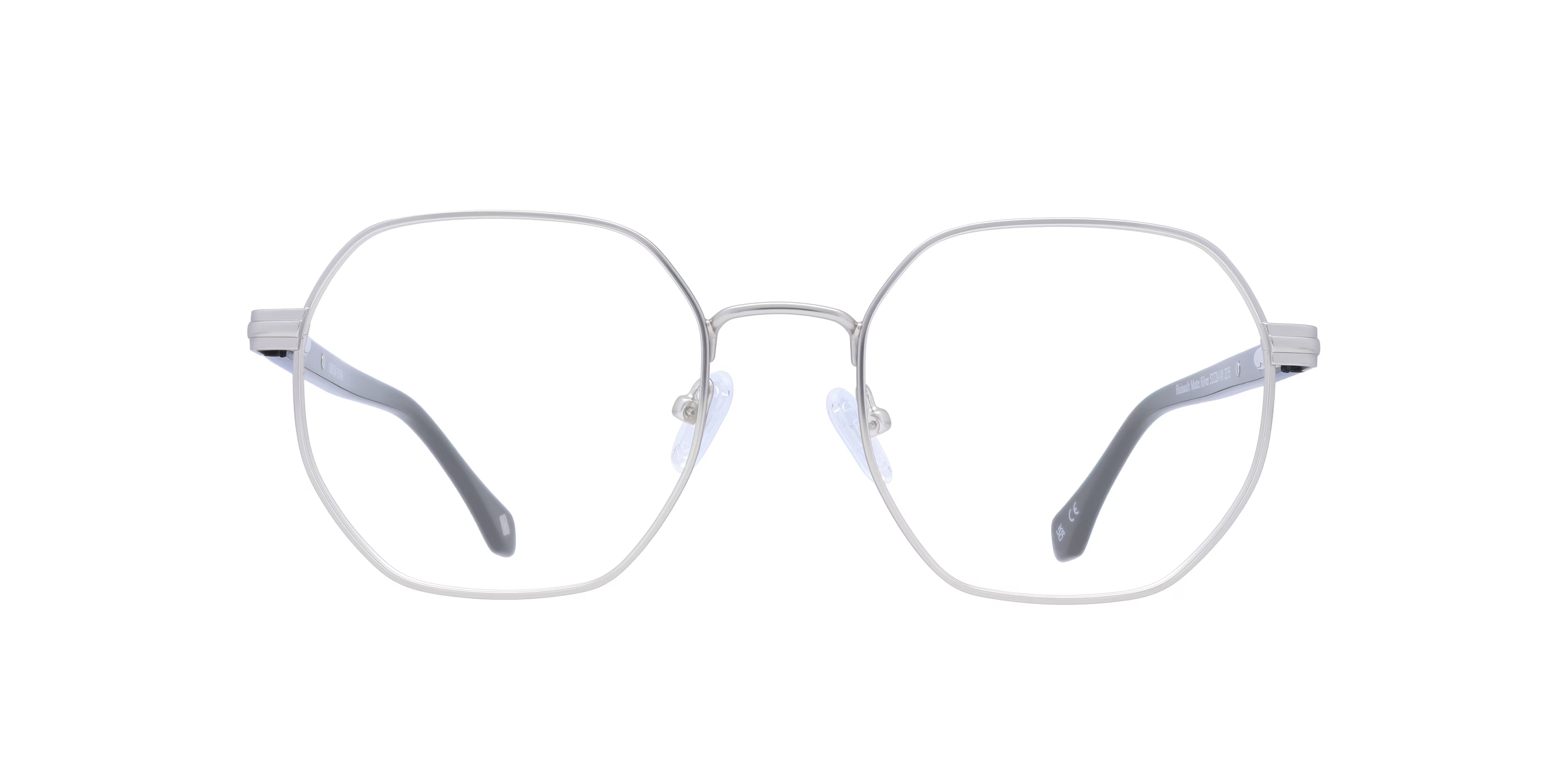 Hainault Irregular Matte Silver Full Rim Eyeglasses